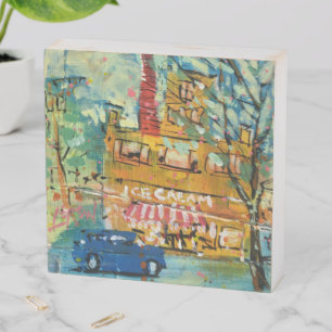 Ice Cream Visit Painting / Artist Larry Lerew Wooden Box Sign