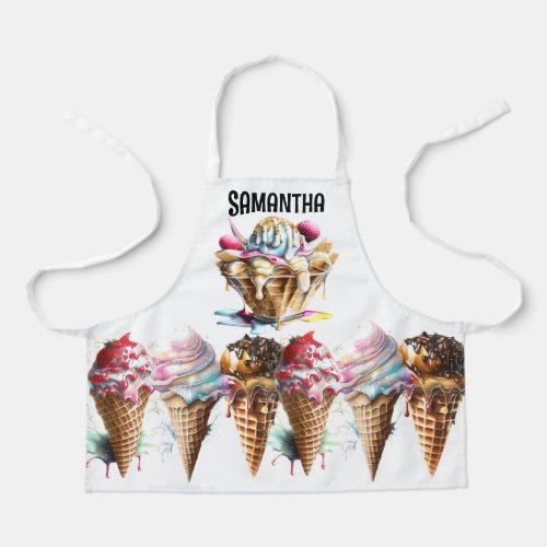 Ice cream waffle cone chocolate dessert topping  apron