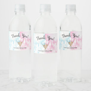 Ice cream water bottle label for gender reveal.