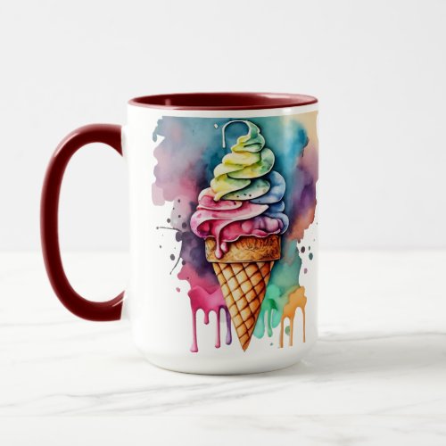 Ice Cream Watercolor Mug