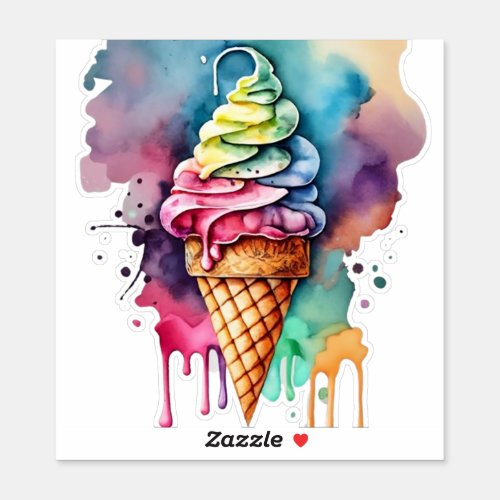 Ice Cream Watercolor Sticker