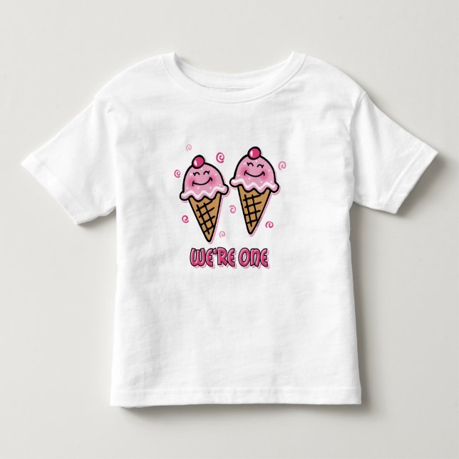 Ice Cream We're One Twin Girls Toddler T-shirt (Front)