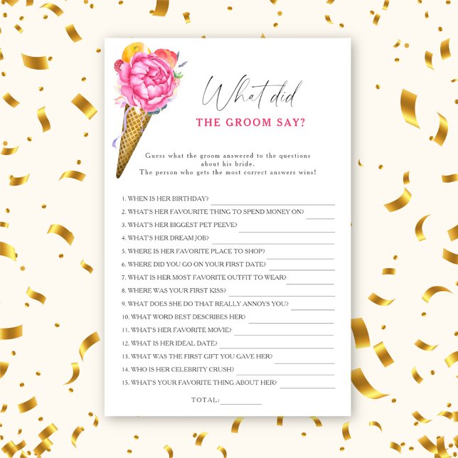 Ice cream - What did the groom say bridal game (Creator Uploaded)