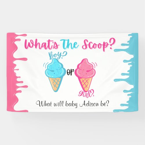 Ice Cream Whats the Scoop Gender Reveal  Banner