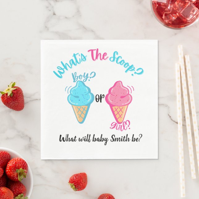  Ice Cream What's the Scoop Gender Reveal  Napkins (Insitu)