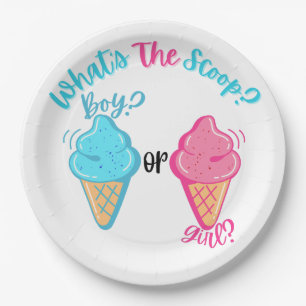 Ice Cream What's the Scoop Gender Reveal Paper Plates