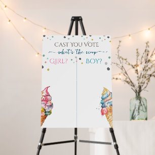 Ice Cream What's the scoop Gender reveal Voting Foam Board