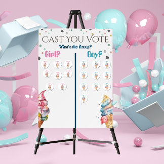 Ice Cream What's the scoop Gender reveal Voting Foam Board