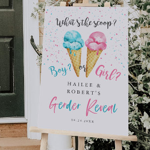 Ice Cream What's the Scoop Gender Reveal Welcome Foam Board
