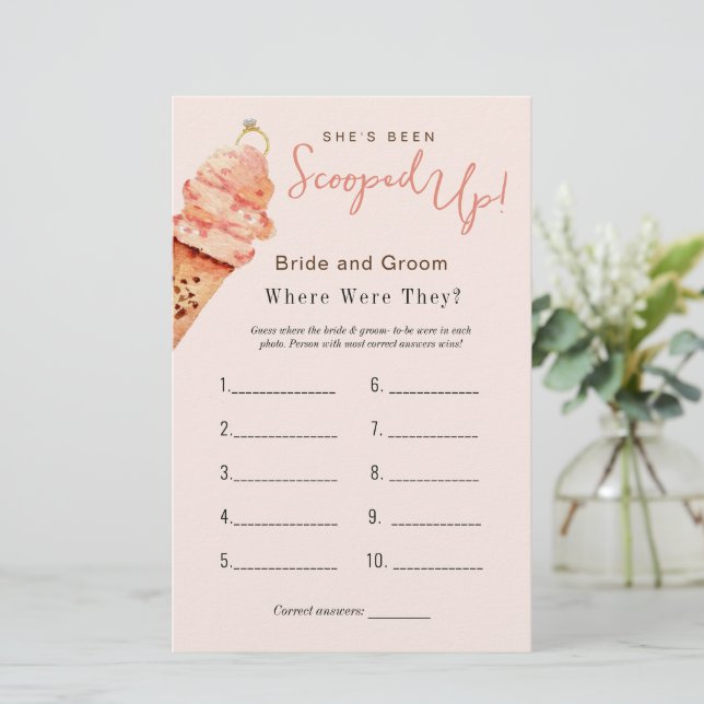 Ice Cream "Where were they" Bridal shower game (Standing Front)