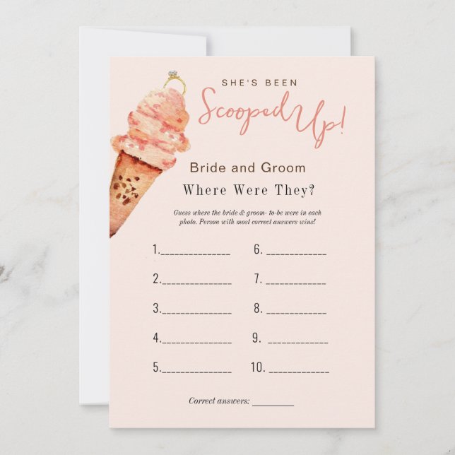 Ice Cream "Where were they" Bridal shower game Invitation (Front)
