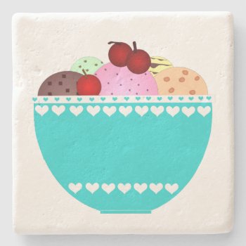 Ice Cream With Cherries Stone Coaster by ellejai at Zazzle