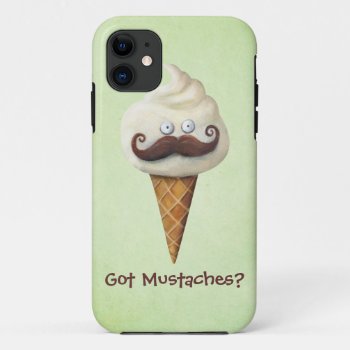 Ice Cream With Mustaches Iphone 11 Case by partymonster at Zazzle