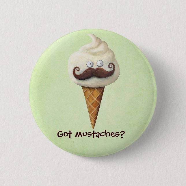 Ice Cream with Mustaches Pinback Button (Front)