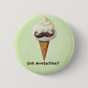 Ice Cream with Mustaches Pinback Button