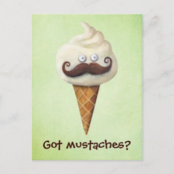 Ice Cream With Mustaches Postcard by partymonster at Zazzle