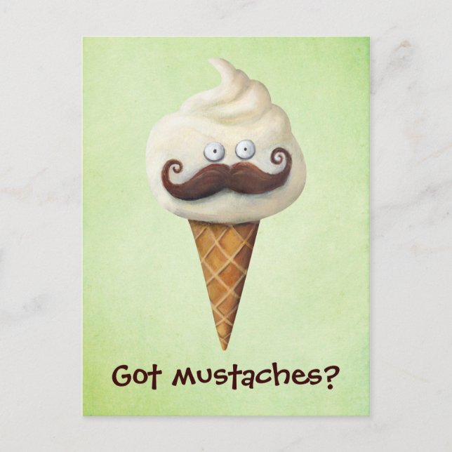 Ice Cream with Mustaches Postcard (Front)