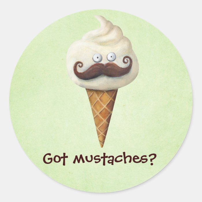 Ice Cream with Mustaches Sticker