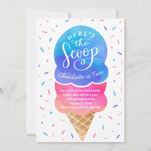Ice Cream With Sprinkles Birthday Party Invitation