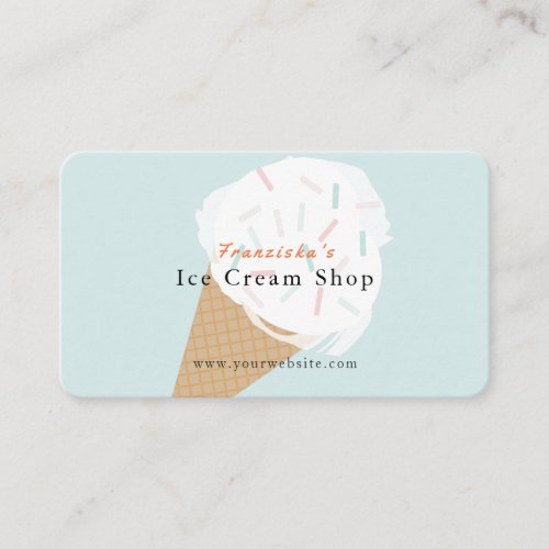 Ice Cream with Sprinkles Blue Shop Business Card