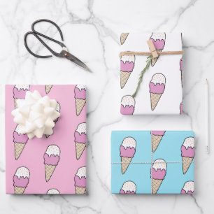 Ice Cream with Sprinkles Modern Colorful Cute Gift Wrapping Paper Sheets