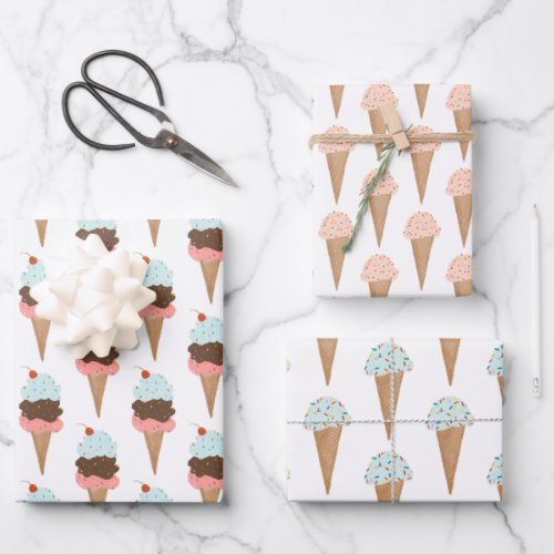 Ice Cream with Sprinkles Modern Colorful Cute Gift Wrapping Paper Sheets