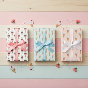 Ice Cream with Sprinkles Modern Colorful Cute Gift Wrapping Paper Sheets