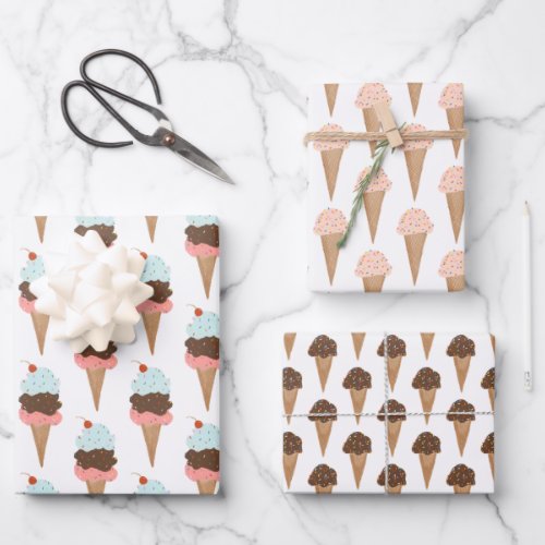 Ice Cream with Sprinkles Modern Colorful Cute Gift Wrapping Paper Sheets