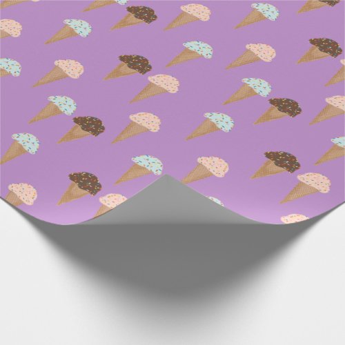 Ice cream with sprinkles purple pattern gift wrap