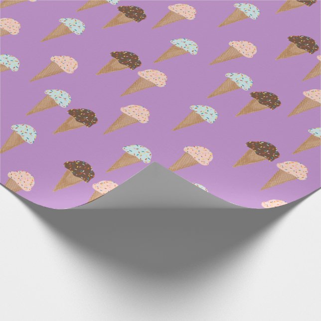 Ice cream with sprinkles purple pattern gift wrap (Corner)
