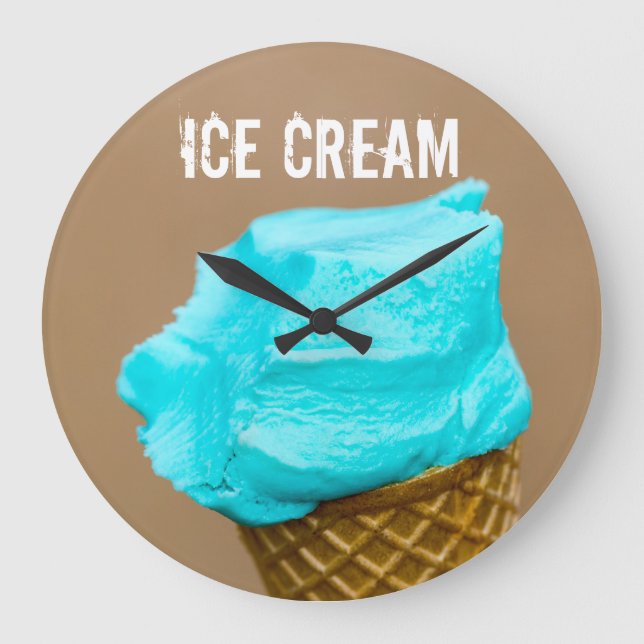 Ice cream with waffle macro large clock (Front)