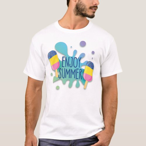 Ice Cream With Water Splash Shadow Effect T_Shirt