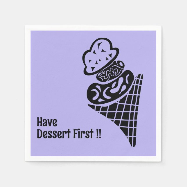 Ice Cream Woodcut Napkins (Front)