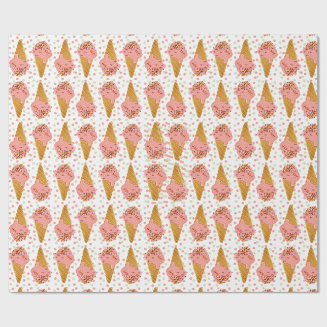 Ice Cream Wrapping Paper, Yummy, Girly and Cute Wrapping Paper (Flat)