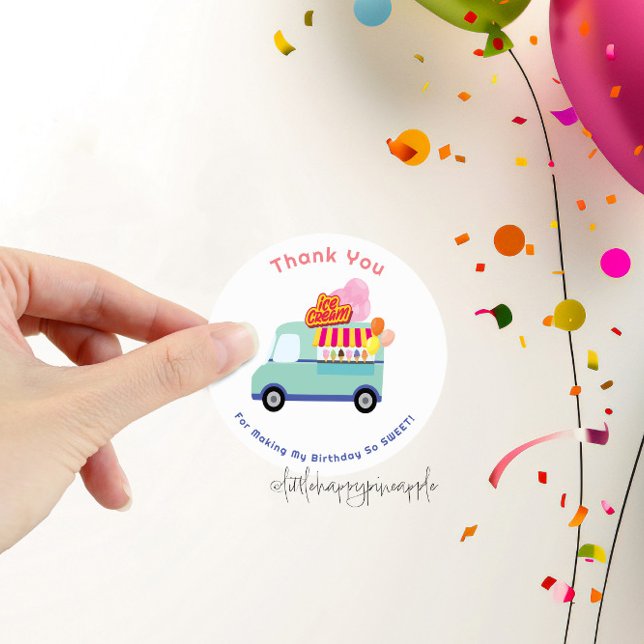 Ice Cream You Scream Birthday Classic Round Sticker (Creator Uploaded)
