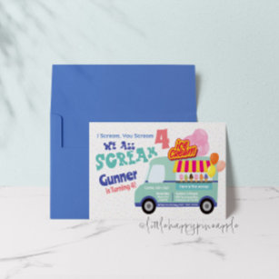 Editable Ice Cream Truck Birthday Invitation I scream You -  Portugal