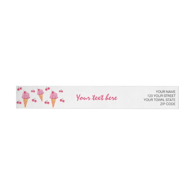 Ice creams & cherries wrap around label (Individual)