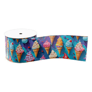 Ice Creams Colorful Art Grosgrain Ribbon
