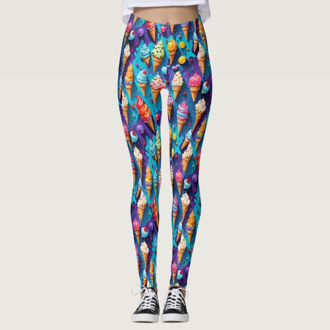 Ice Creams Colorful Art  Leggings (Front)