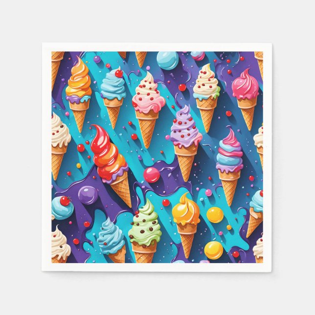 Ice Creams Colorful Art  Napkins (Front)