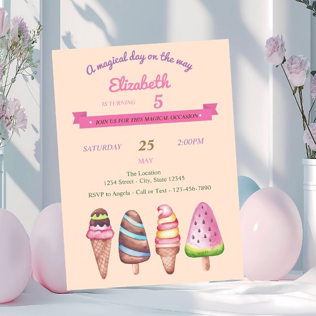 Ice Creams ,Cones Birthday Invitation (Creator Uploaded)