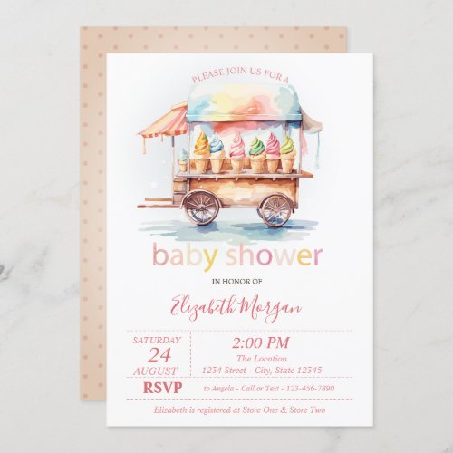 Ice creams Dotted Baby Shower Invitation
