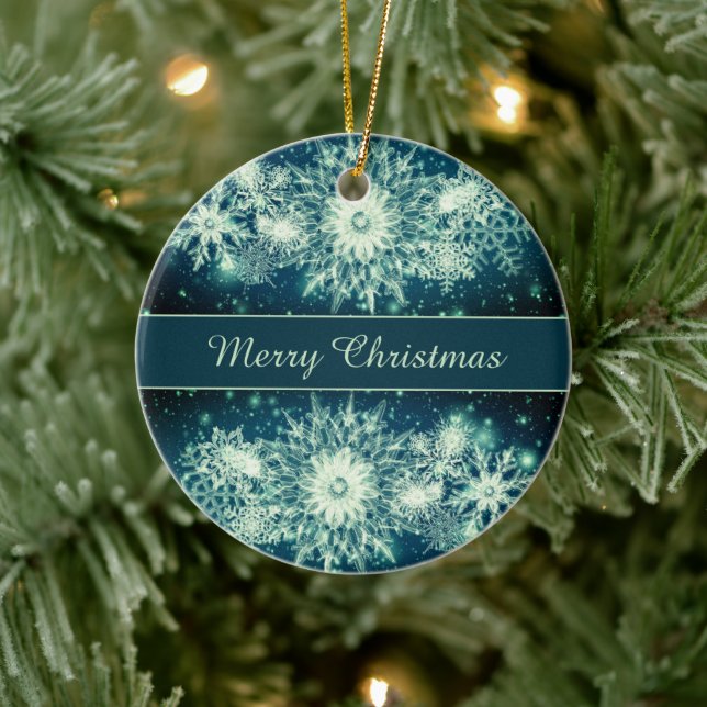 Ice Crystal Holiday Ceramic Ornament (Tree)