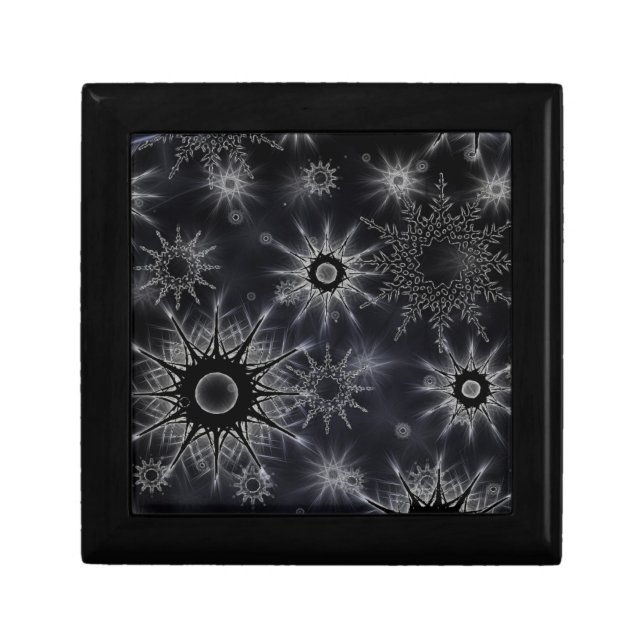 Ice Crystal Pattern on Black Elegant Gift Box (Front)