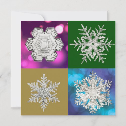 Ice Crystal Snowflake Geometry Multi_Color Holiday Card