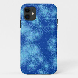 Ice crystal starbursts, blue background iPhone 11 case