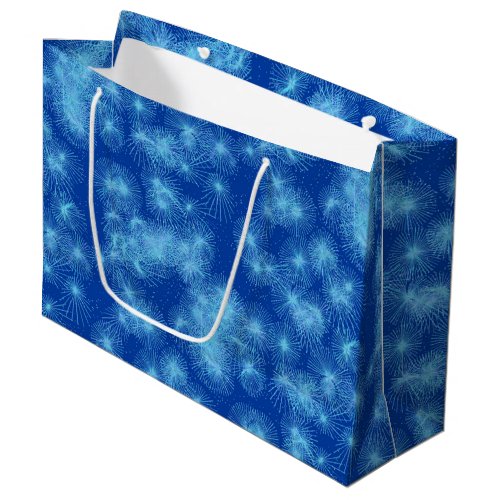 Ice crystal starbursts _ cobalt blue large gift bag