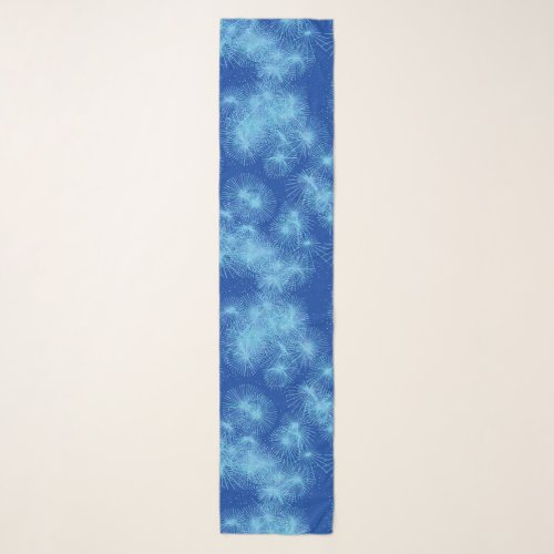 Ice Crystal Starbursts Deep Cobalt Blue Scarf