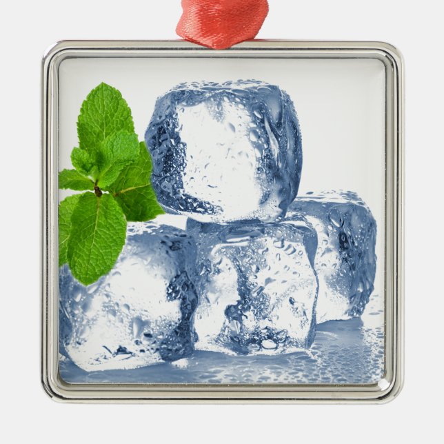 Ice cube cool yourself metal ornament (Front)