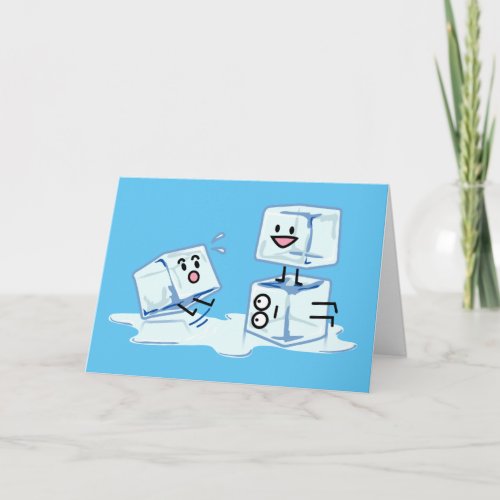 ice cubes icy cube water slipping stack melt cold thank you card